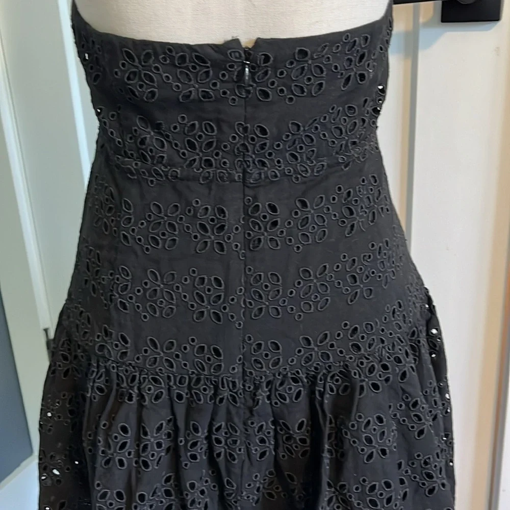 J Crew Halter Mini Dress in Eyelet Black Linen Blend